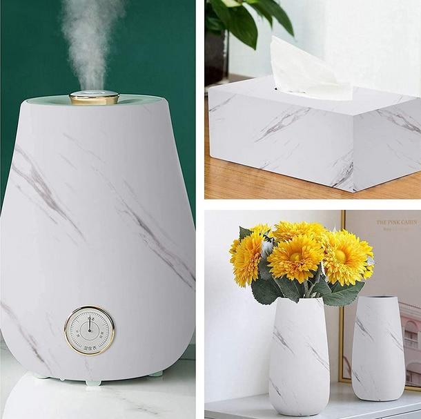 Folie Autoadezivă Marmură Albă 60x300 cm – Design Elegant pentru Bucătărie și Mobilier [2]