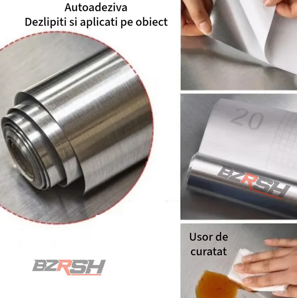 Folie autocolanta argintie, pentru reconditionare frigider, usor de curatat, 60x300 cm, BZRSH [6]