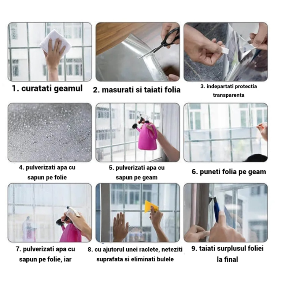 Folie Reflexiva protectie Geamuri termopan, montare pe interior cu Efect de Oglinda Pentru Intimitate si Protectie Solara, Negru, 45 x 300 cm, TopBazar [3]
