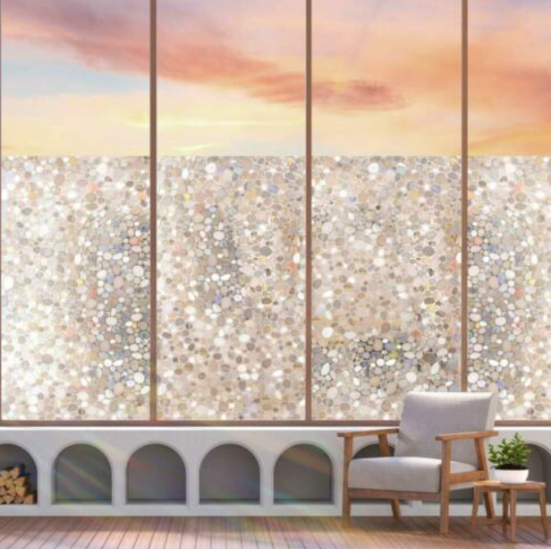 Folie semi-transparenta pentru geam cu efect 3D lucios,  imitatie piatra, autoadeziva, 60 x 300 cm [4]