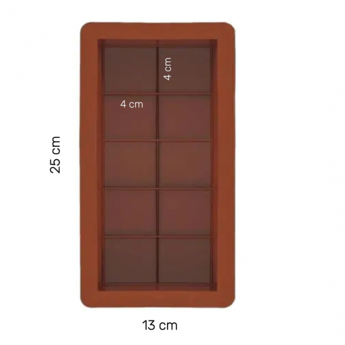 Forma ciocolata Dubai din silicon premium, antiaderenta TopBazar® Forma clasica de ciocolata Dubai 10 patratele, 25 x13 x2 cm, Maro [3]