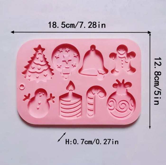 Forma din Silicon pentru Ciocolata de Casa, Bomboane, Jeleuri sau Cuburi de Gheata, Tematica Craciun, Roz, 18.5 x 12.8 x 0.7 cm, TopBazar [5]