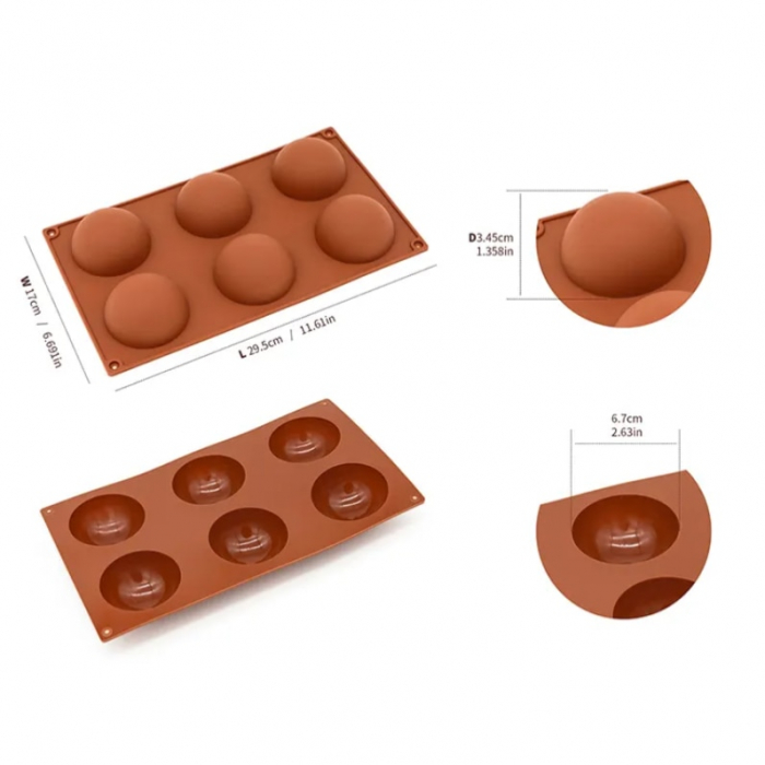 Forma din silicon pentru prajituri, 6 semisfere, 29 x 17 cm, TopBazar [4]