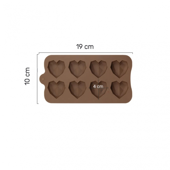 Forma Silicon Inimioare pentru ciocolata, bomboane, TopBazar, decorare, 19 x 10 cm, Maro [2]