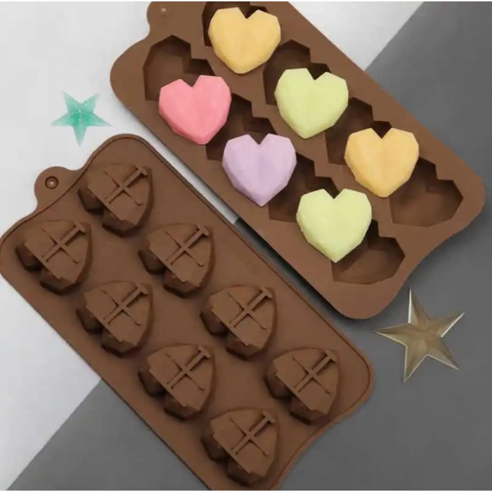 Forma Silicon Inimioare pentru ciocolata, bomboane, TopBazar, decorare, 19 x 10 cm, Maro [3]
