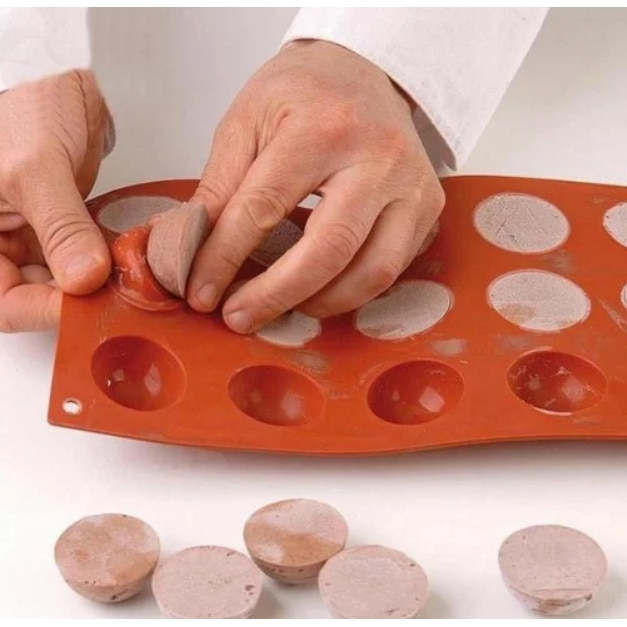 Forma Silicon pentru ciocolata, bomboane, prajituri, TopBazar, 12 semisfere, 28 x 17 cm, Maro [2]