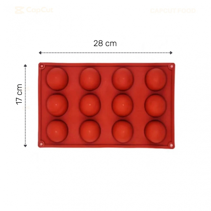 Forma Silicon pentru ciocolata, bomboane, prajituri, TopBazar, 12 semisfere, 28 x 17 cm, Maro [3]