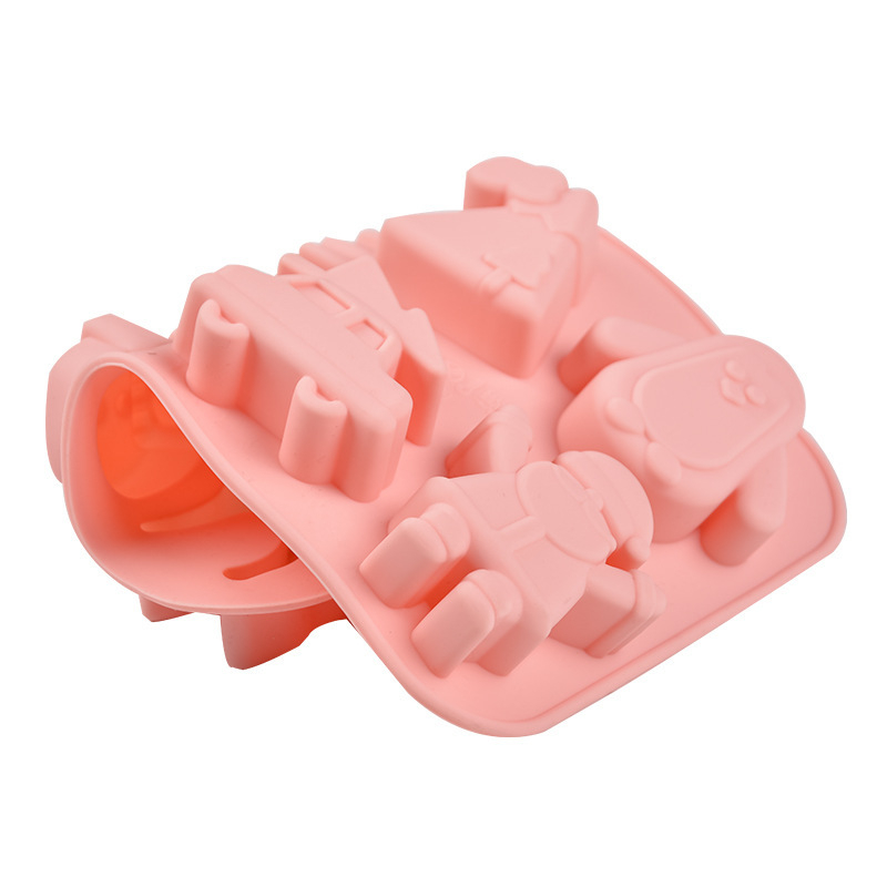 Formă Silicon Prăjituri și Biscuiți Crăciun 8 Cavități Roz, Antiaderentă, Fără BPA, 20x14x2,2 cm [4]