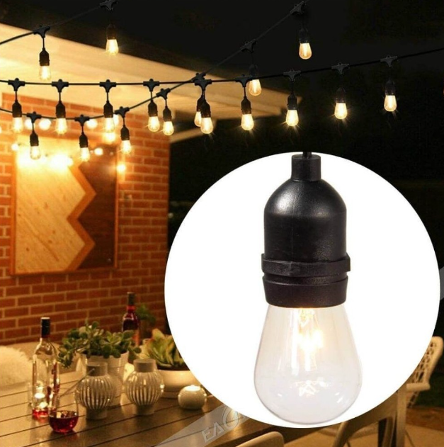Ghirlanda LED cu Panou Solar si 10 de Becuri Incluse, interconectabile,  10 m cu 10 becuri LED Filament 2W 3000K, alb cald, BZRSH [3]