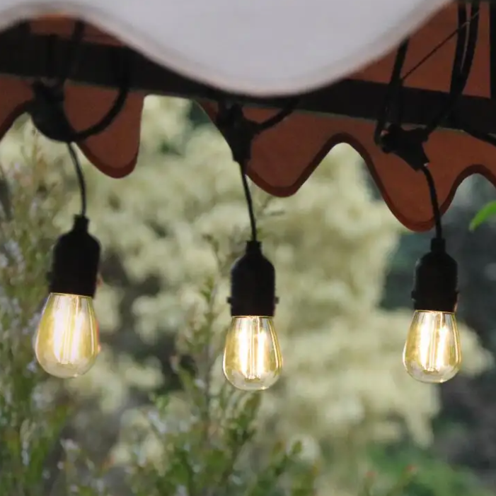 Ghirlanda LED cu Panou Solar si 10 de Becuri Incluse, interconectabile,  10 m cu 10 becuri LED Filament 2W 3000K, alb cald, BZRSH [9]
