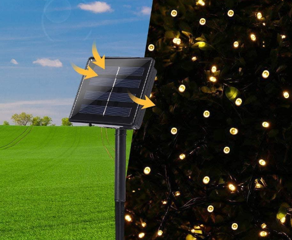 BZRSH Ghirlanda Luminoasa Solara Gradina 10m 100 LED Alb Cald Exterior [2]