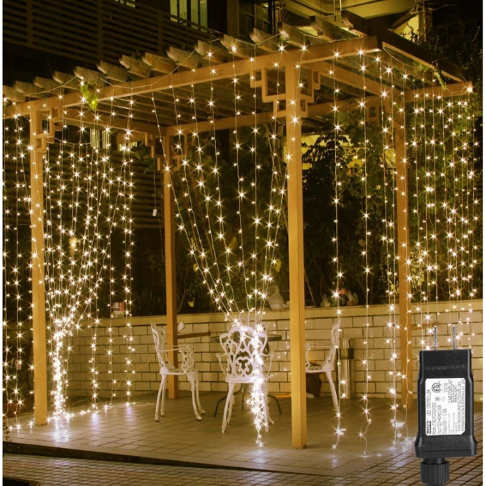 Instalatie Craciun tip perdea 3x3m, 300LED, 8 Programe, cu USB si Telecomanda, alb cald, BZRSH [3]