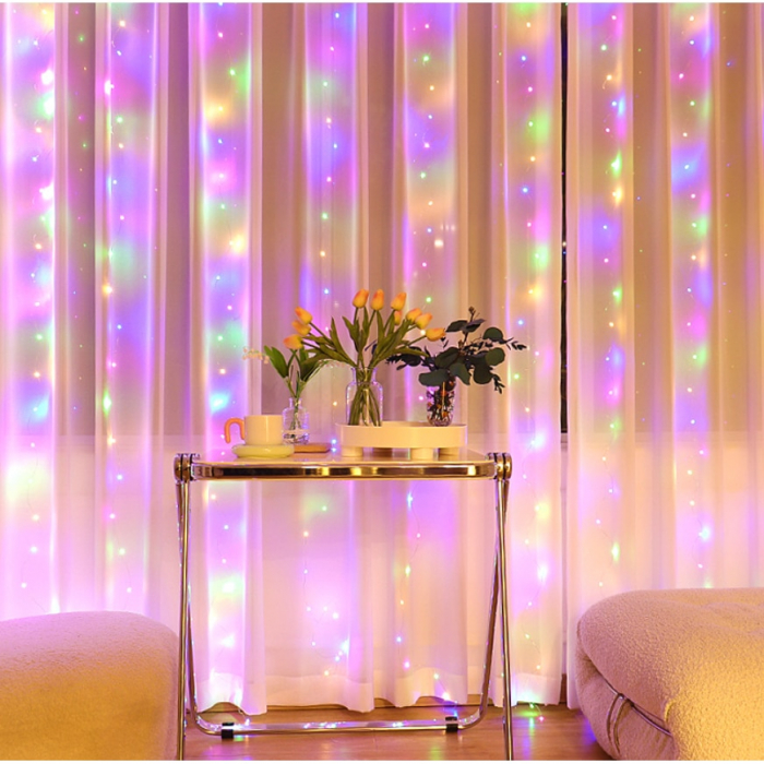 Instalatie Craciun Perdea 3x3m 300LED Multicolor USB Telecomanda 8 Programe [3]