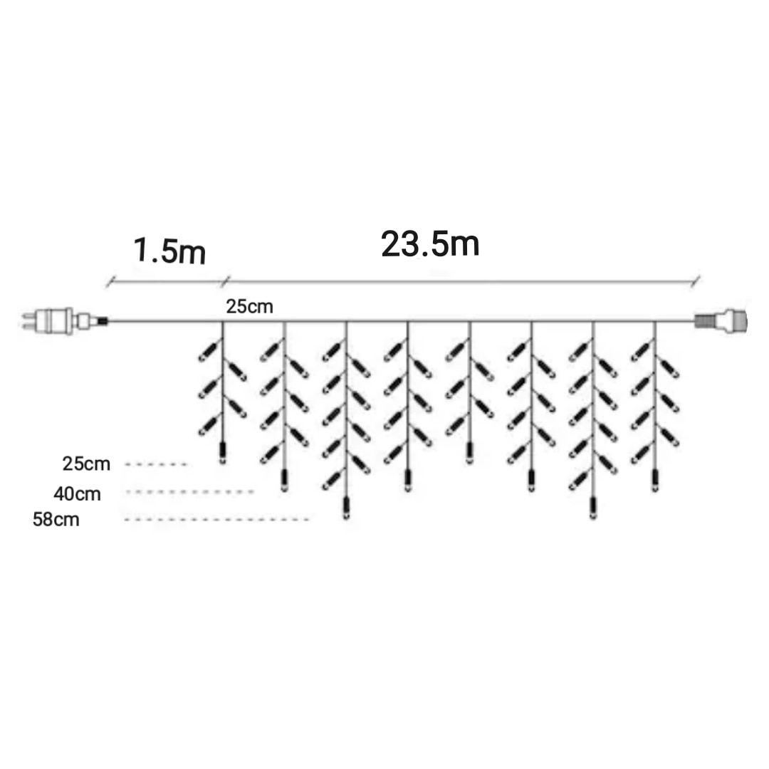 Instalație Crăciun Țurțuri BZRSH, 23.5 m, 500 LED-uri Alb Rece – Perdea Franjuri Rezistentă la Apă IP45, Exterior/Interior, Interconectabilă, Fir Alb Gros [5]