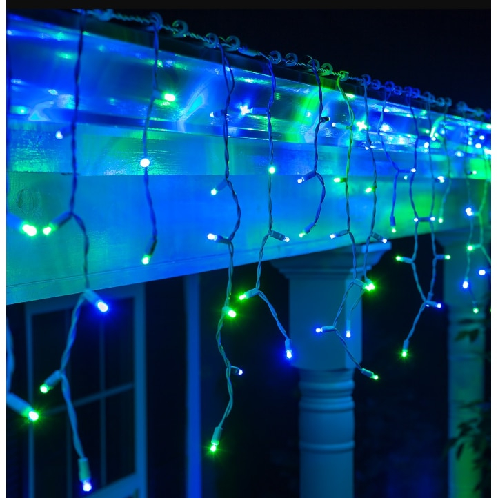 Instalație Crăciun Țurțuri BZRSH, 23.5 m, 500 LED-uri Multicolor – Perdea Franjuri Rezistentă la Apă IP45, Exterior/Interior, Interconectabilă, Fir Alb Gros [4]