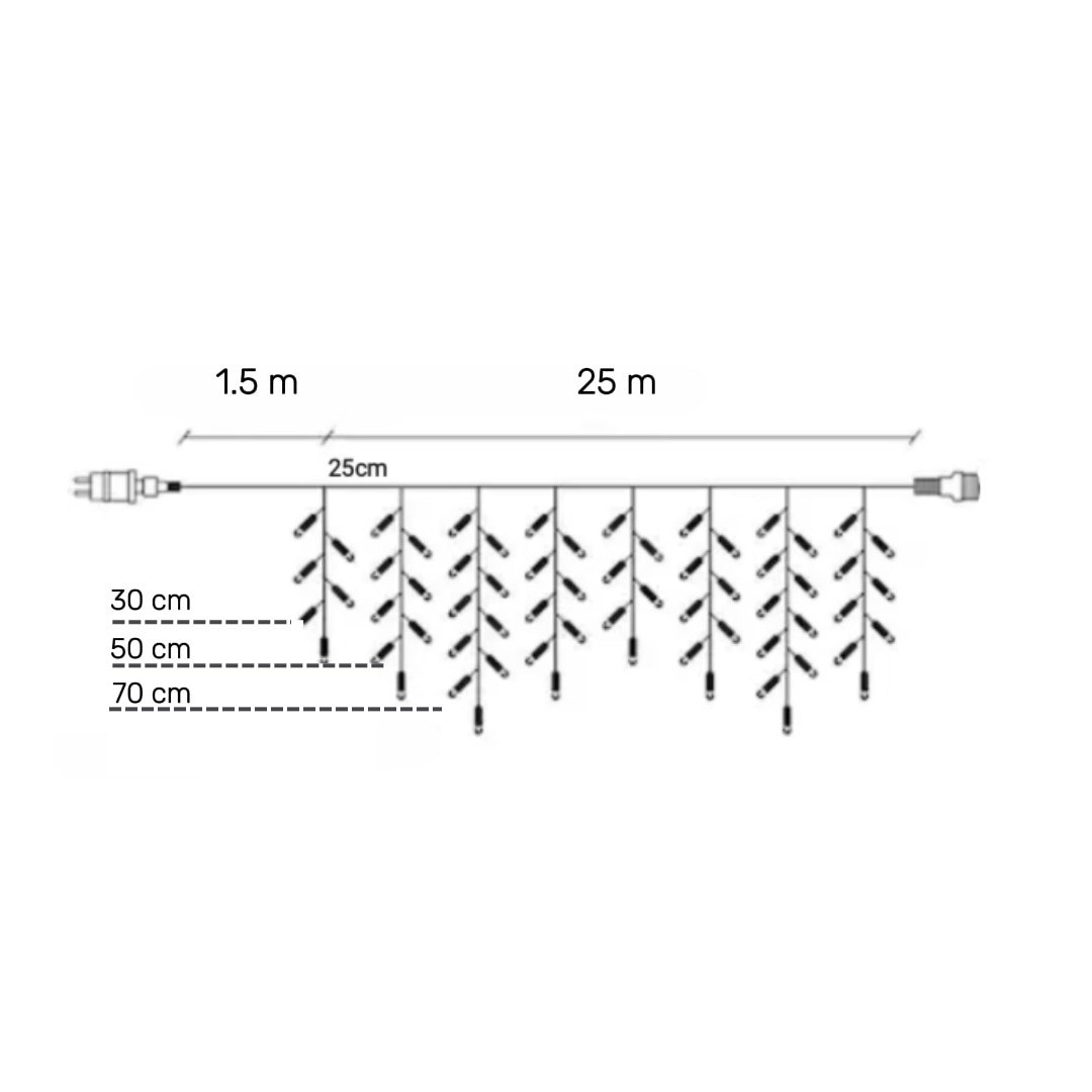 Instalatie Craciun Turturi 25m 500 LED Multicolor IP45 Perdea Franjuri Fir Alb Gros [3]