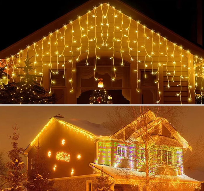 Instalatie Craciun Turturi 25m 640 LED Alb Cald Perdea Franjuri Exterior Interior [2]