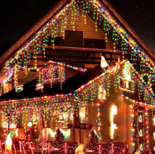 Instalatie Craciun Turturi 25m 640 LED Multicolor Perdea Franjuri Exterior Interior [1]