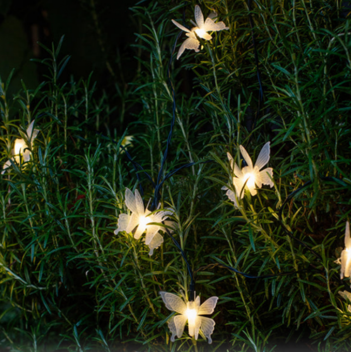 Instalatie de exterior cu incarcare solara 50 LED 5 metri cu fluturi alb cald [3]