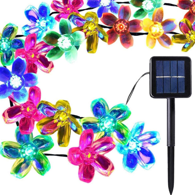 Lumini pentru gradina cu incarcare solara 50 LED, 5 metri cu flori multicolor [1]