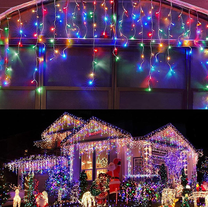 Instalatie LED Craciun 25m x 1m, Franjuri, 640 LED-uri Multicolor, 8 Moduri, Alimentare 220V, Interconectabila – Ghirlanda Turturi Exterior/Interior Festiv​​​​​​​, BZRSH [3]
