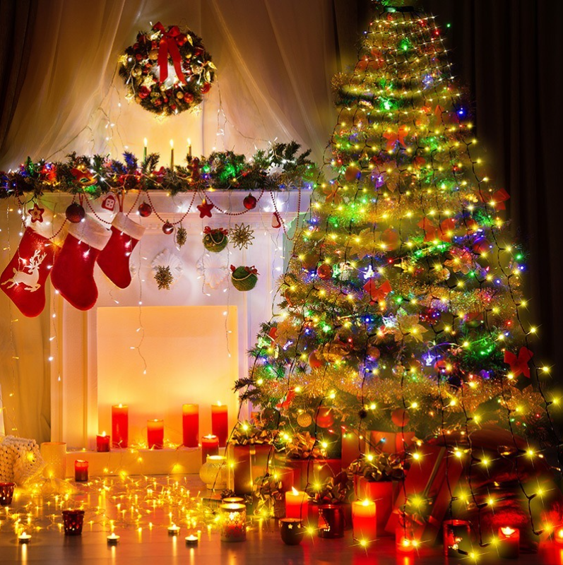 Instalație Luminoasă Cascadă pentru Brad, Pom de Craciun, 400 LED Multicolor, Telecomandă, 8 Moduri, IP44 [4]
