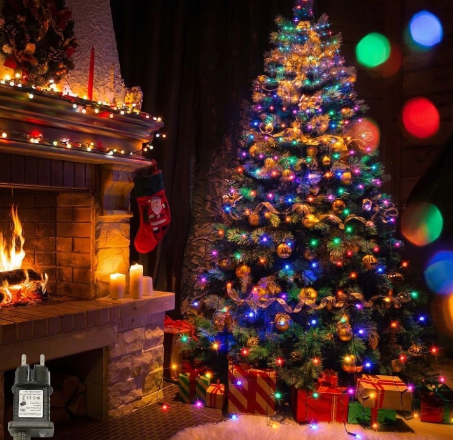 Instalație Luminoasă Cascadă pentru Brad, Pom de Craciun, 400 LED Multicolor, Telecomandă, 8 Moduri, IP44 [1]