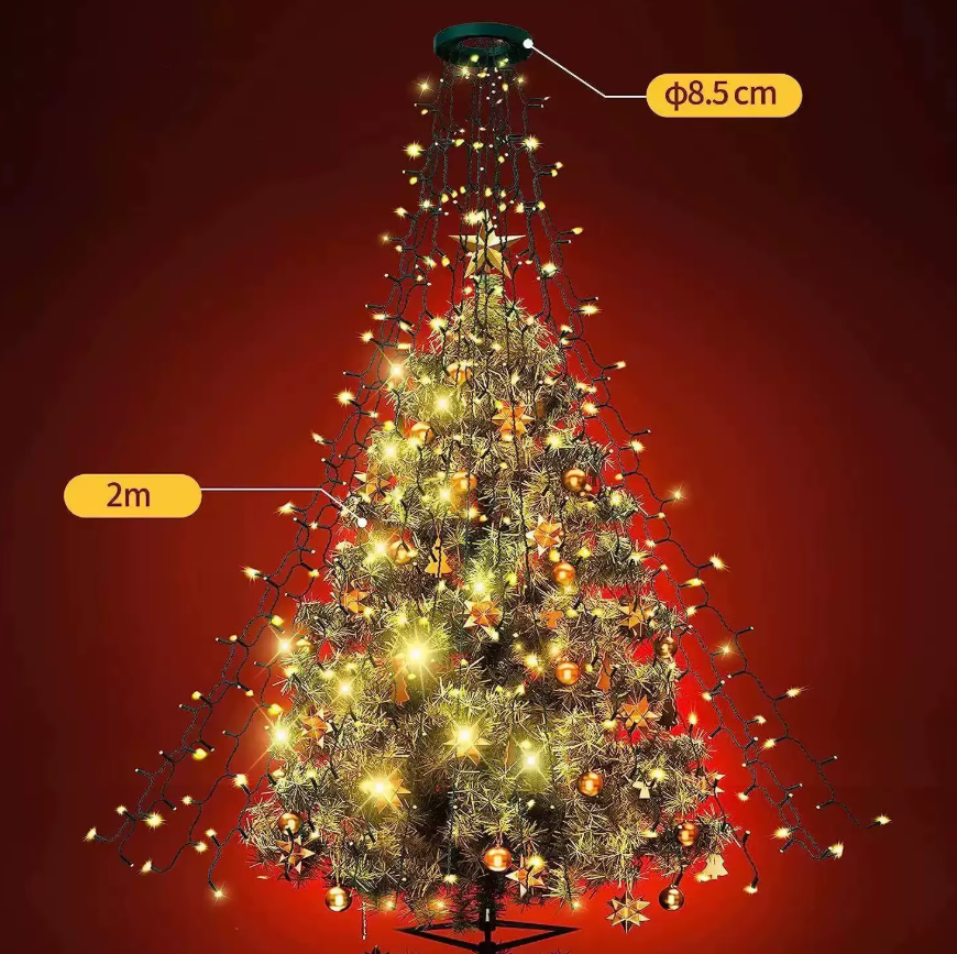 Instalație Luminoasă Cascadă pentru Brad, Pom de Craciun, 400 LED Multicolor, Telecomandă, 8 Moduri, IP44 [5]