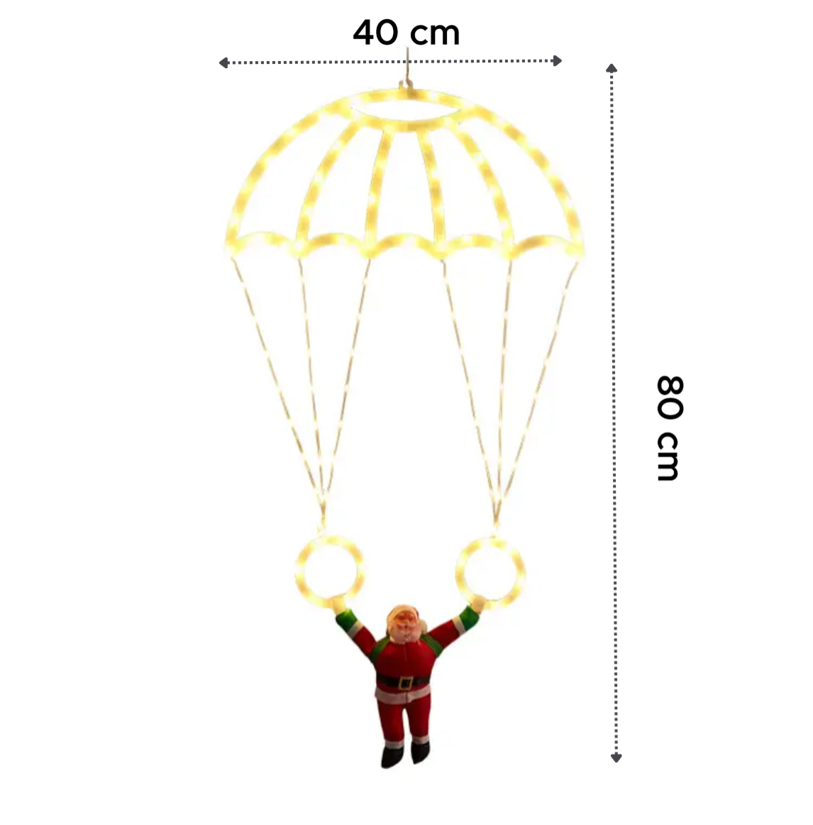 Instalație Luminoasă LED Moș Crăciun cu Parasuta BZRSH 40x80cm, Alb Cald, 8 Moduri, Priză, Rezistentă la Apă, Decoratiune Craciun [6]