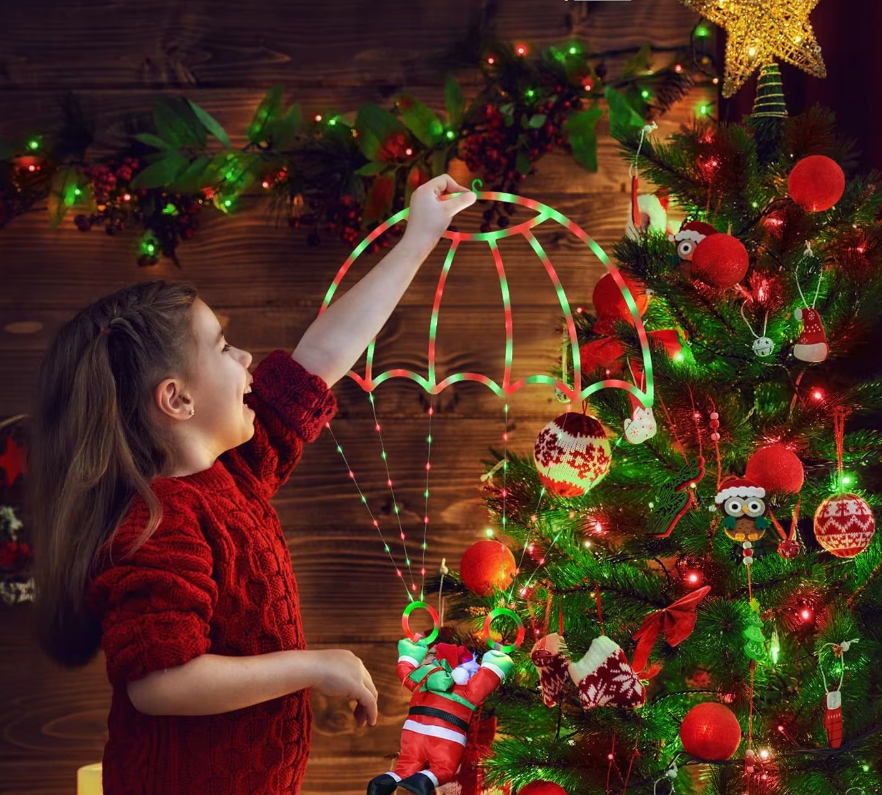 Instalație Luminoasă LED Moș Crăciun BZRSH 40x80cm, Multicolor, 8 Moduri, Priză, Rezistentă la Apă, Decoratiune Craciun [7]