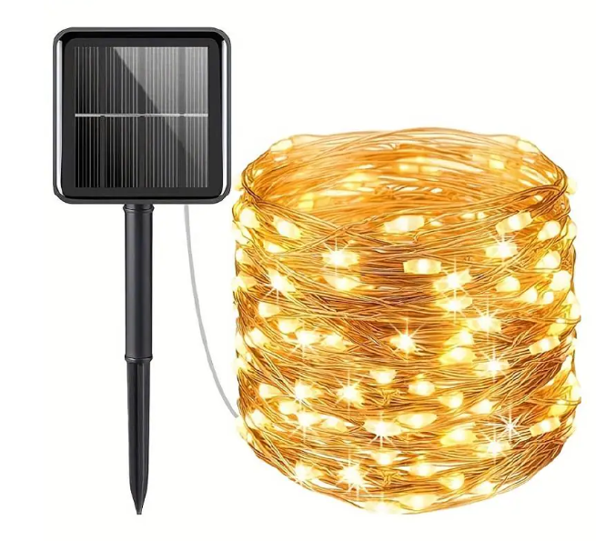 BZRSH Instalatie Luminoasa Solara Cupru 30m 300 LED Alb Cald 8 Efecte IP65 Telecomanda [2]