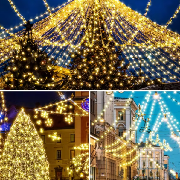 Instalatie solara decorativa, Incarcare solara, 30 m, 300 LED-uri, Alb cald, BZRSH [2]