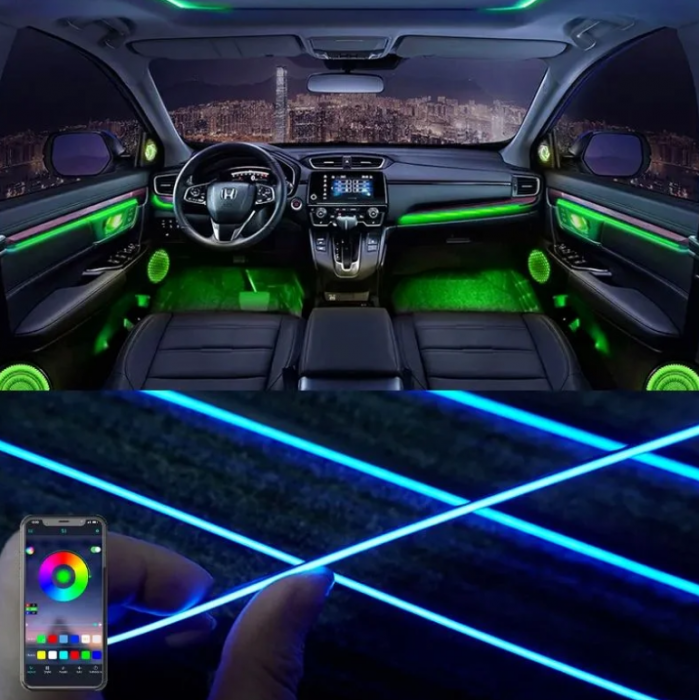 Kit 18 in 1 lumini ambientale dinamice auto RGB acrilic, wireless [4]