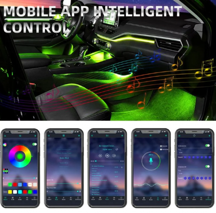 Kit 18 in 1 lumini ambientale dinamice auto RGB acrilic, wireless [5]