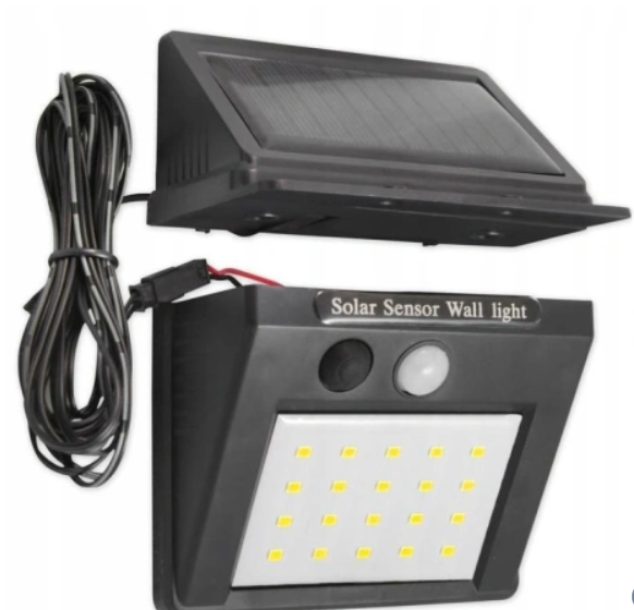 Lampă LED cu incarcare solară cu senzor de miscare și panou extern 30LED  IP65 [8]
