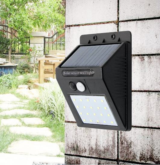 Lampă LED cu incarcare solară cu senzor de miscare și panou extern 30LED  IP65 [2]