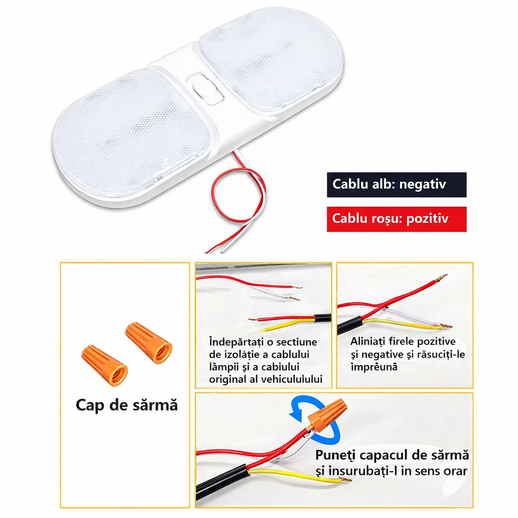 Lampă LED Interior 12V pentru Dubă, Rulotă și Remorcă - 120 LED, 1200LM, 6500K Alb Rece, Cu Întrerupător, Iluminare Compartiment Marfă [6]