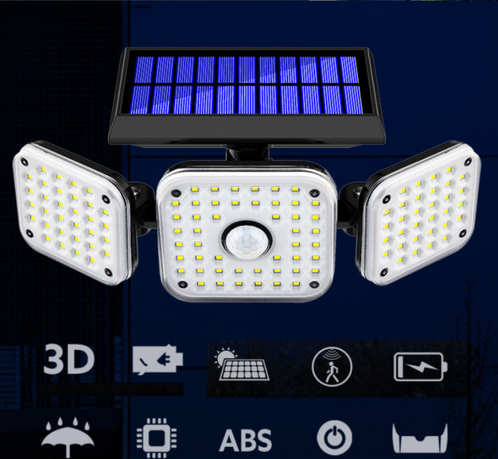 Lampa solara 112 LED, 20W, senzor de miscare, 2400 mAh, 3 moduri de iluminare [4]