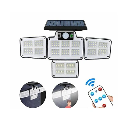 Lampa solara LED cu 4 casete, 3 moduri de iluminare,  telecomanda si senzor de miscare, 30W [2]