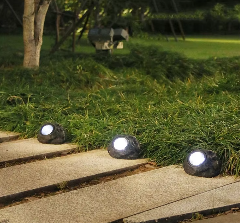 Lampa solara decorativa BZRSH forma piatra lumina alb rece [9]
