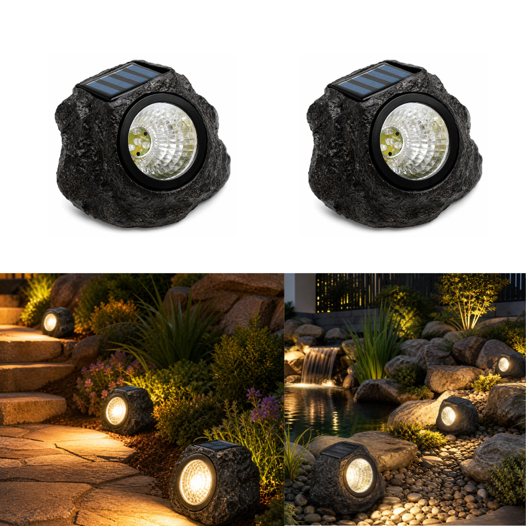 Lampa solara decorativa BZRSH forma piatra lumina alb rece [1]