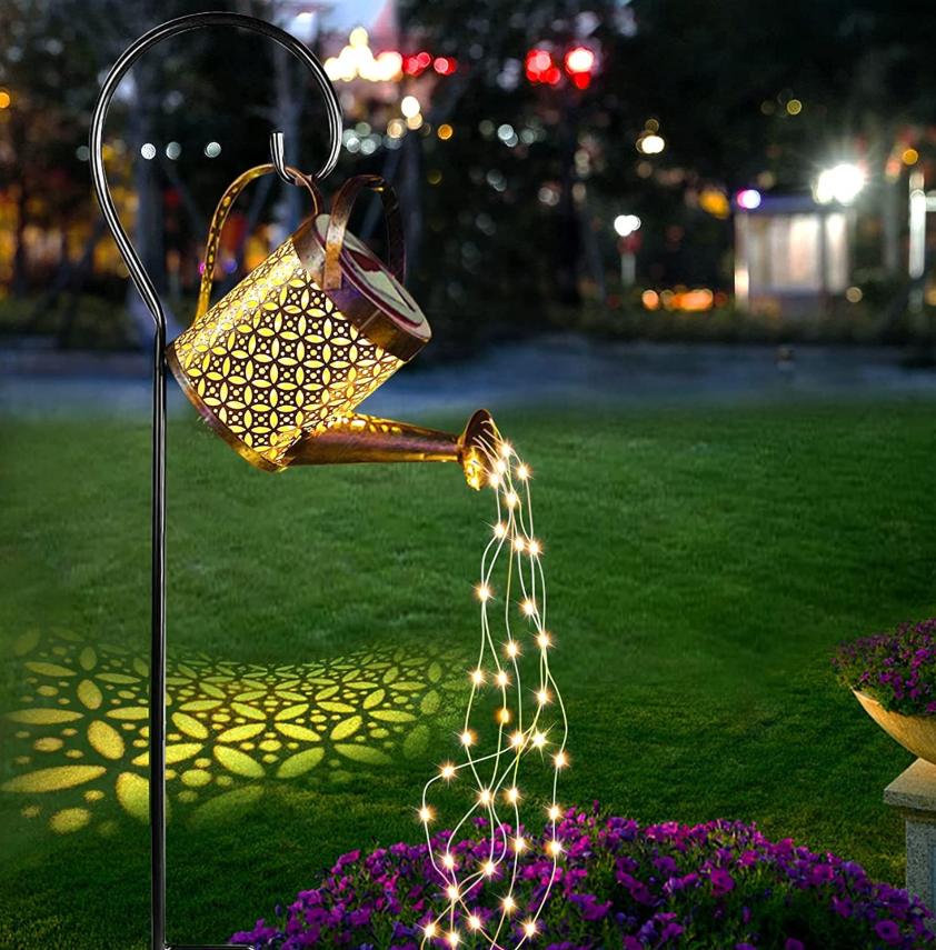 Lampă Solară decorativa LED Tip Stropitoare , Fier Forjat, Design Retro, Proiecție Lumină Caldă, IP65, 80 cm [8]
