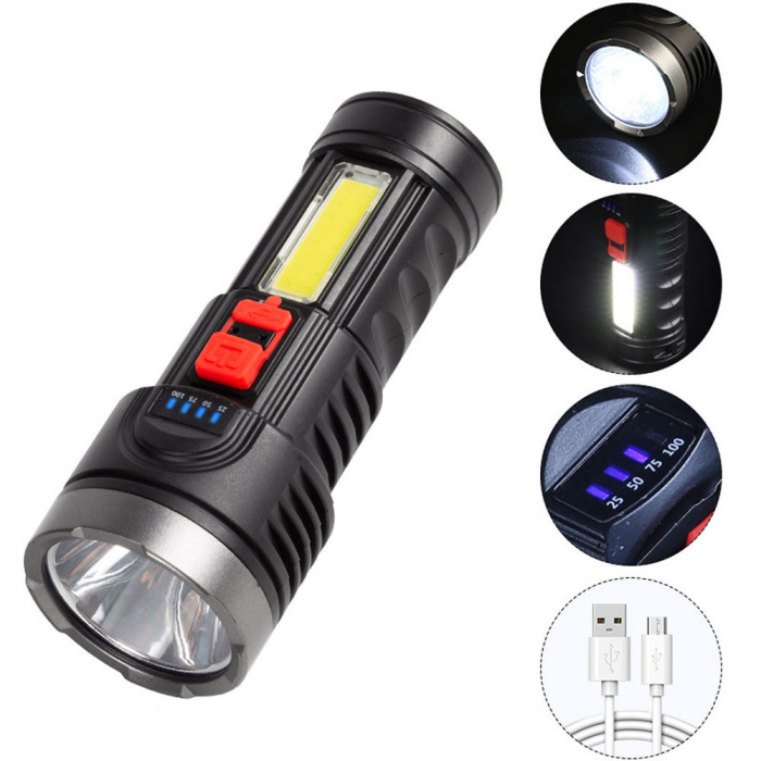 Lanterna 12 LED COB 822, incarcare USB, 10W [2]