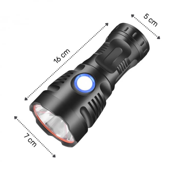 Lanterna 360 LED Profesionala 5000LM, raza lunga 1200m [9]
