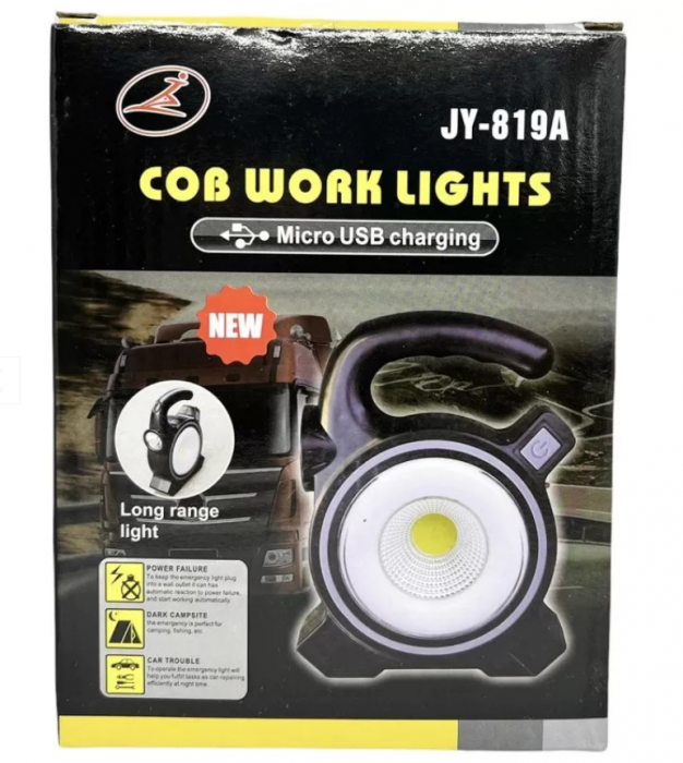 Lanterna campig, incarcare solara LED COB, 10W, portabila, USB 5V/500mA, acumulator - JY-819A [2]