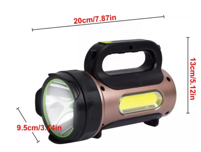 Lanterna de mana 10W HEL T93 incarcare solara sau USB [4]