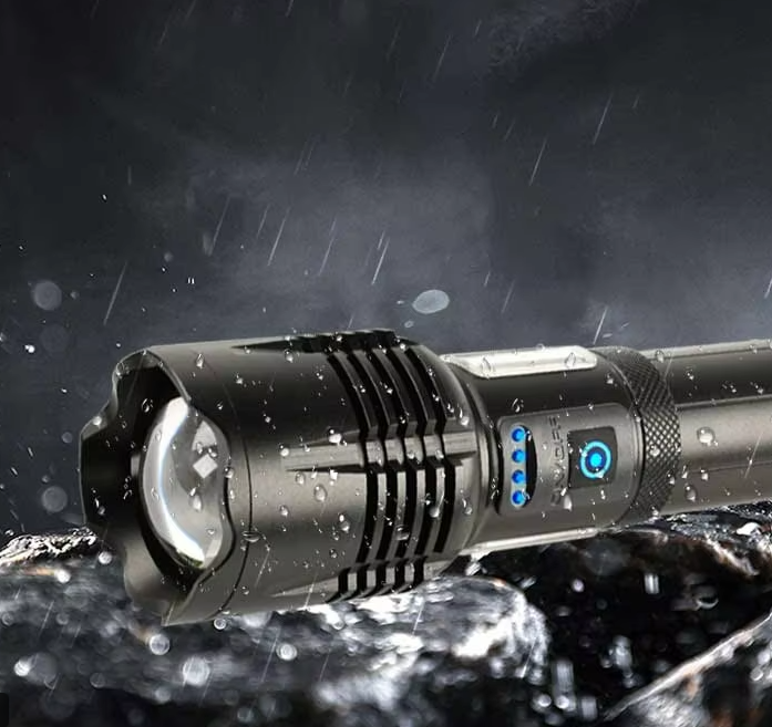 Lanterna LED BZRSH®, din aluminiu, sursa Ultra-Bright, profesionala, focus ajustabil, acumulator inclus 26650, rezistenta la apa, incarcare USB, 1000 lumeni, 3 moduri lumina, negru [6]