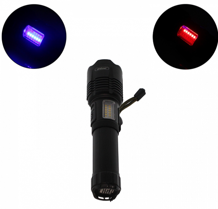 Lanterna LED BZRSH®, din aluminiu, sursa Ultra-Bright, profesionala, focus ajustabil, acumulator inclus 26650, rezistenta la apa, incarcare USB, 1000 lumeni, 3 moduri lumina, negru [3]