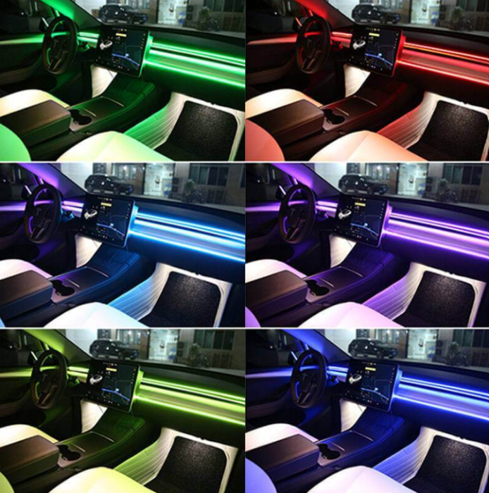 Lumina ambientala auto curcubeu, banda acrilica 110cm, mod Symphony, alimentare USB, BZRSH [6]