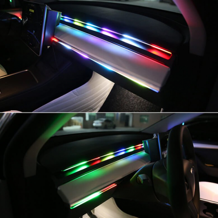 Lumina ambientala auto curcubeu, banda acrilica 110cm, mod Symphony, alimentare USB, BZRSH [8]